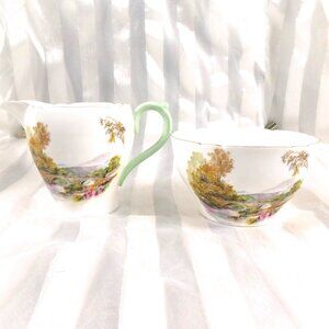 Shelley Open Sugar Bowl and Creamer in Heather # 25890